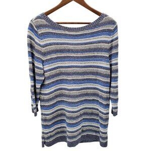 Striped Blue and Gray Women's Sweater